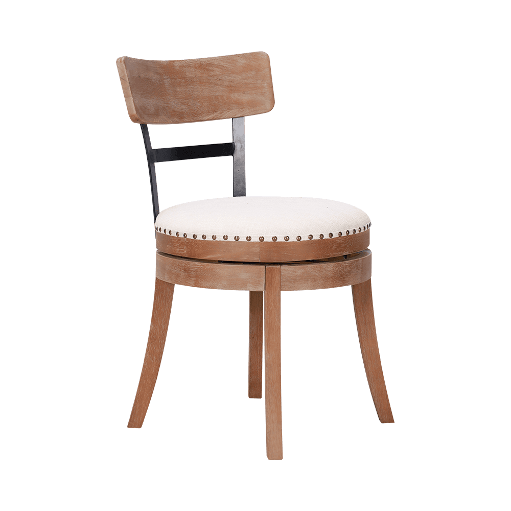 Chaise à manger en bois massif à coussin rond