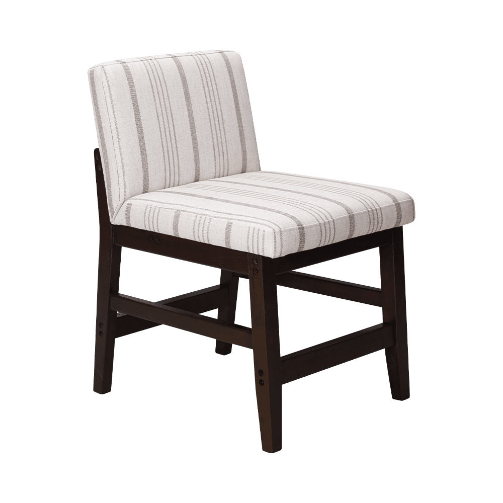 Chaise à manger en bois massif en tissu à rayures