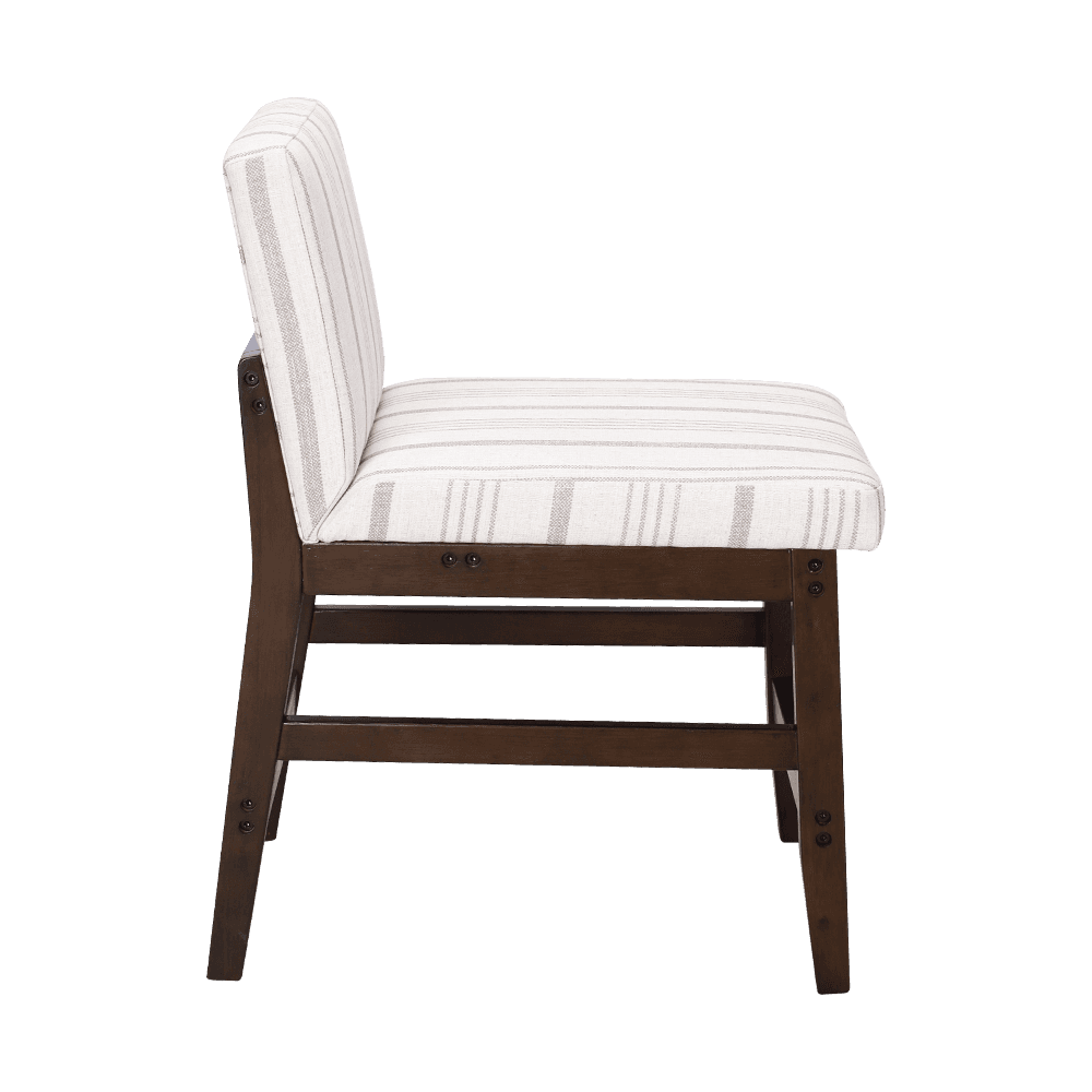 Chaise à manger en bois massif en tissu à rayures