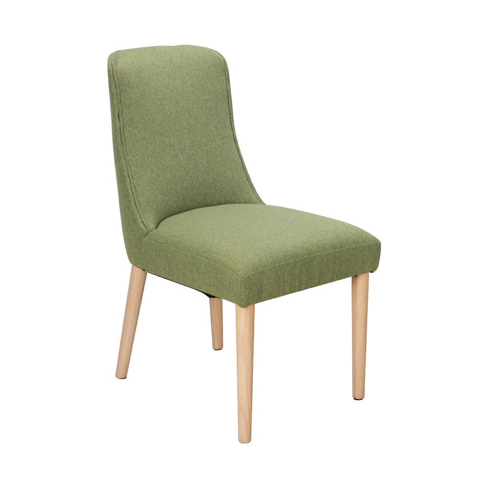 Chaise à manger en bois massif en tissu vert acide