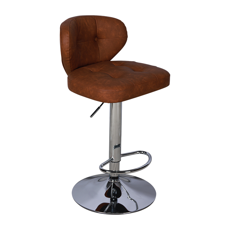 Tabouret de bar en métal à jambe haute rembourrée